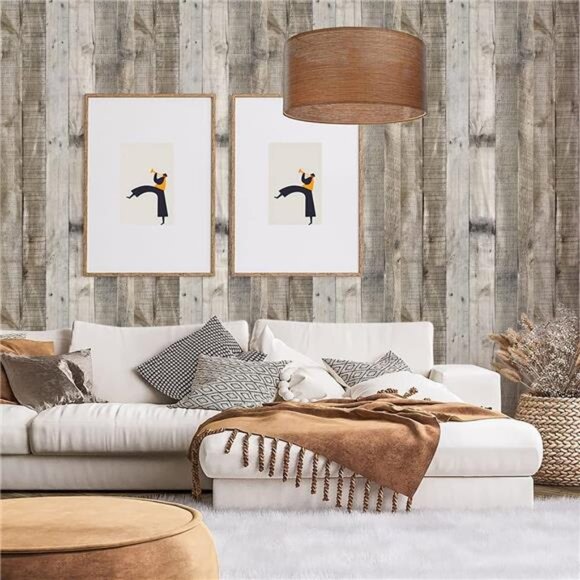 Light Gray Wood Contact Paper Peel and Stick Wallpaper 17.7”x 120” Wood - Picture 2 of 7